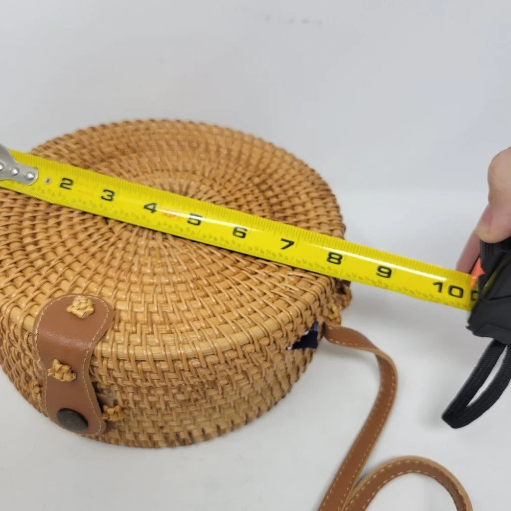 Natural NEO Handwoven Round Rattan‎ Bag Shoulder Straps Handmade Vietnam